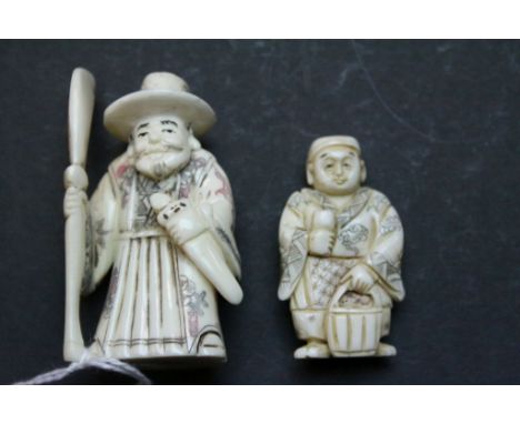 Two Oriental bone Netsuke type figures
