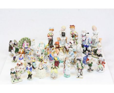 Two boxes of mixed vintage ceramic Figurines, including Victorian &amp; Continental etc