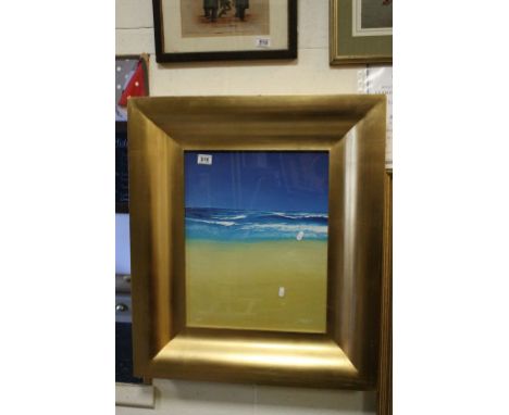 Contemporary Oil Painting of Beach and Seascape signed Sue, 49cms x 39cms, contained in a Deep Gilt Frame and Glazed
