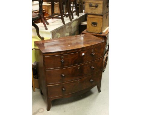 Antique Bow Front Chest of Four Drawers on Swept Feet and Caddy Top of Small Proportions