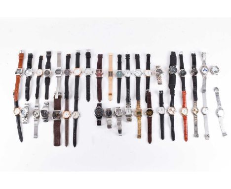 A lot consisting of 39 gentleman's quartz watches, Featuring a Timex Ironman, Casio Alarm Chrono, Casio Oceanis, Ben Sherman,