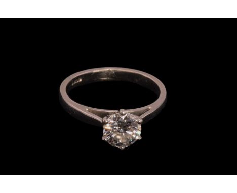 A diamond solitaire ring in platinum, composed of a brilliant diamond with an estimated weight of 0.93ct, with approximate co