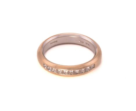 A half eternity diamond ring in 18ct bi-coloured gold, ten princess-cut diamonds with an estimated total weight of 0.60ct, ch