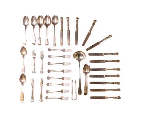 A collection of five American coin silver tablespoons makers including B. Dexter (New Bedford) together with a probable coin 