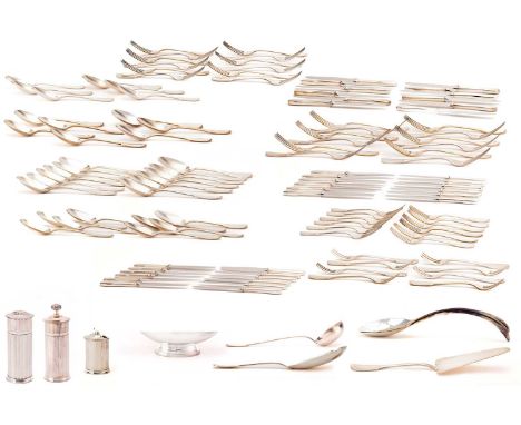 A part canteen of Christofle silver-plated "Cluny" flatware and cutlery and other items to include:12 table knives12 table fo