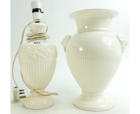 Wedgwood Queens Ware Vase, height 30cm : together with similar lamp base, height 28cm(2)