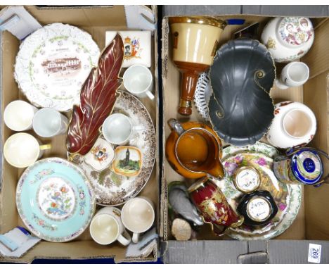 A mixed collection of item to include: Wedgwood, Royal Albert, Carlton Ware, Crown Devon items etc. (2 trays).