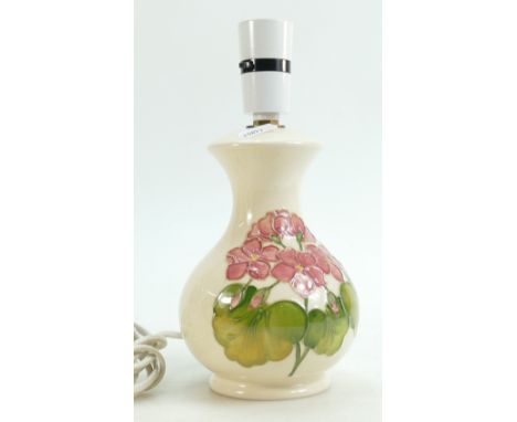 Moorcroft Spring Flowers on Cream lamp base: height 23cm