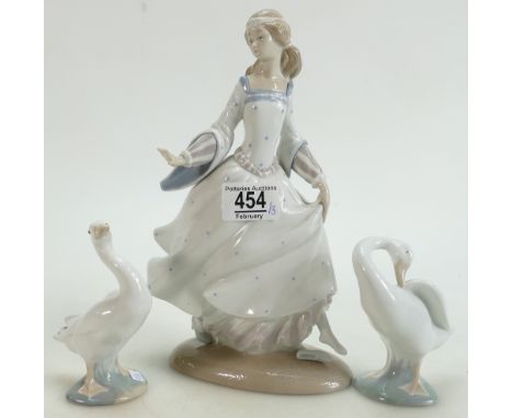 Lladro figure of a lady wearing a tiara: Lladro figure of a lady wearing a tiara ( some finger tips missing) together with tw