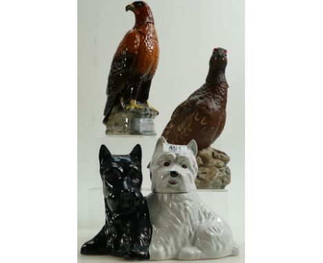 A collection of Ceramic Whisky Advertising Decanters to include: Royal Doulton Golden Eagle, Similar Pheasant and later Black