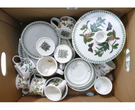 A large collection of Portmeirion Botanic garden pottery to include: A large tureen, plates, cups &amp; saucers etc. (1 tray)