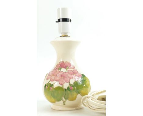 Moorcroft Spring Flowers on Cream lamp base: height 23cm