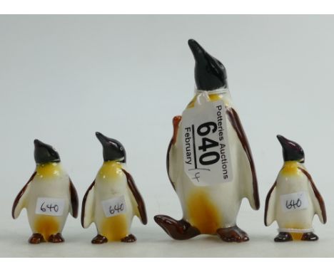 Beswick Penguin Family to include: With Walking Stick 803 and Chicks 801 x 3(4)