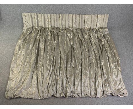 Two pairs of pleated and lined silk curtains with a matching pelmet. H.263 W.210cm (each) 