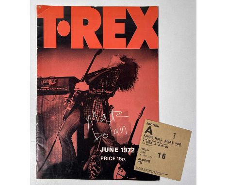 An original concert programme for T.Rex at Manchester's King's Hall, June 1972. With pin hole otherwise clean condition. Also