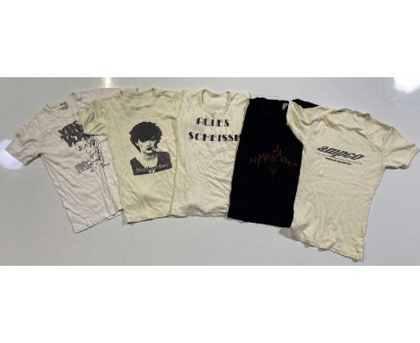 Five original t-shirts most circa 1979 most with designs relating to Herman Brood, Nina Hagen, the Dutch scene of the late 70
