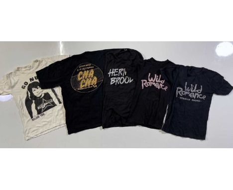 Five original t-shirts most circa 1979 all with designs relating to Herman Brood. Size labels mostly illegible or removed tho