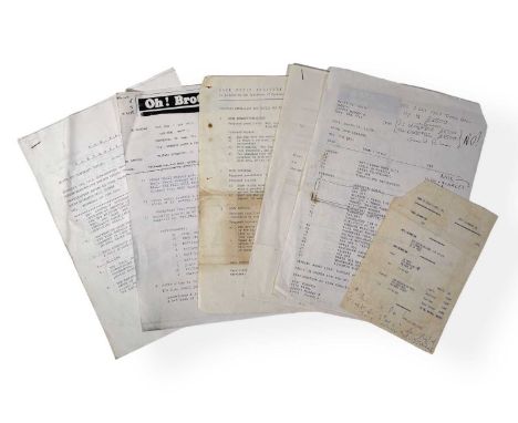 Collection of The Fall paperwork and documentation from MES' personal collection to inc: a 1985 tour itinerary page (5x7.5") 