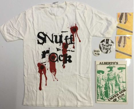 Alberto Y lost trios paranoias Snuff Rock tour items. Including a T-shirt (size S) apparently printed inside out, "Alberto's 