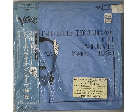 BILLIE HOLIDAY - ON VERVE 1946-1959 LP BOX SET (JAPANESE - VERVE - 00MJ 3480/9). A scarce annd highly sought-after 10 LP boxs