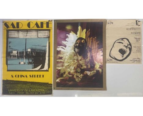 An assortment of rock and pop posters: Sad Cafe Lancaster Uni concert poster (20x30"), Apple/Beatles interest - a Maharishi M