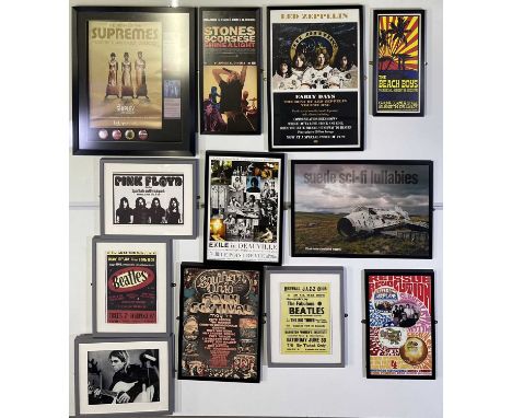 19 assorted framed items to inc: Mary Wllson signed Supremes display piece, Rolling Stones interest - a Dominique Tarle 'Exil