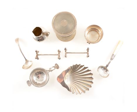 A selection of silver items, to include an engine-turned jar and lid by Mappin &amp; Webb Ltd, Sheffield 1934, a small jug by