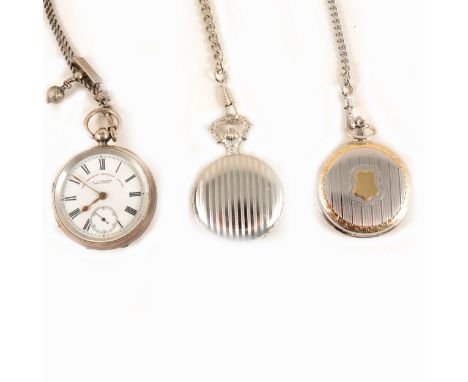 A Victorian silver open face pocket watch with white dial, engine-turned case with vacant cartouche hallmarked Errington Watc