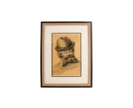 19th Century School Portrait of a Gentleman  Pencil on paper Signed with initials lower left  Framed and glazed  Picture size