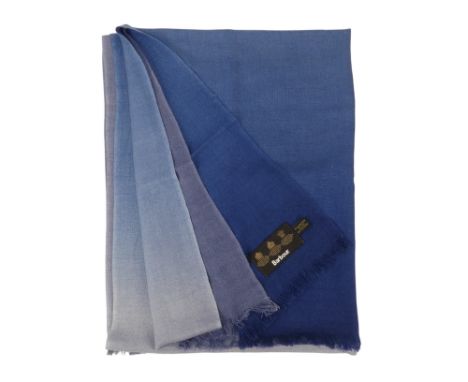 A Barbour silk and lambswool scarf - graduated blue, 180 x 71cm.