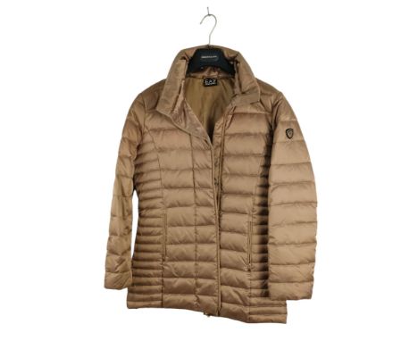 An Armani silver/bronze quilted jacket - size 12/14, length 80cm.