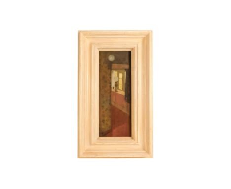 # Lionel Victor BULMER (1919-1992) Oil Lamp On Windowsill Oil on board  Monogram lower left Framed  Picture size 27.5 x 10.5c