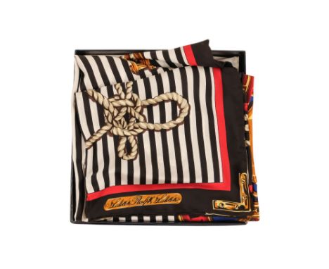 A Ralph Lauren silk scarf - boxed, 90 x 90cm.
