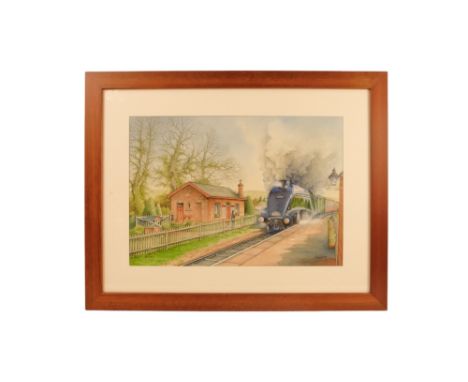 Philip GIBSON (20th/21st Century British) The Bittern Arriving Stogumber Station Watercolour  Signed lower right  Framed and 