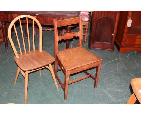 19th century mahogany chair &amp; mid century Ercol style chair