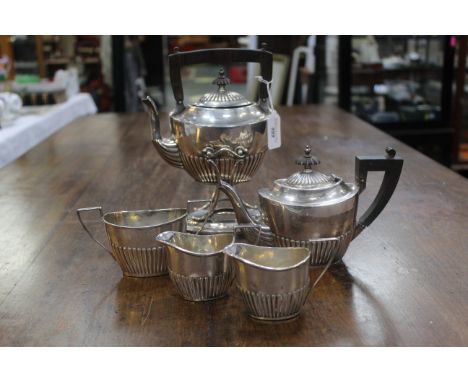 Birmingham silver four piece tea service made by Black Star &amp; Frost circa 1898 gross weight 447 grams and matching spirit