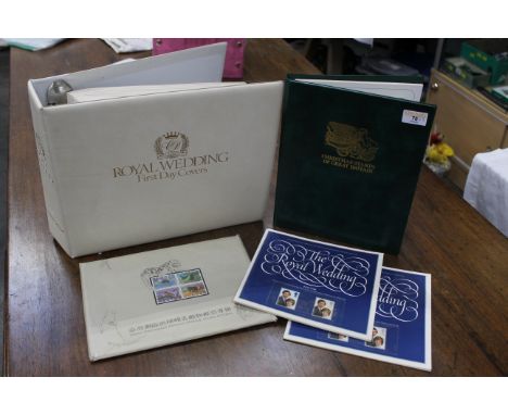 Folder and two albums of stamps, Royal Wedding First Day covers, endangered mammal postage stamps, Christmas stamps of Great 