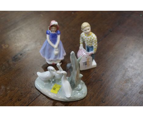Two Royal Doulton figurines Lights Out and Ivy and Nao Goose 