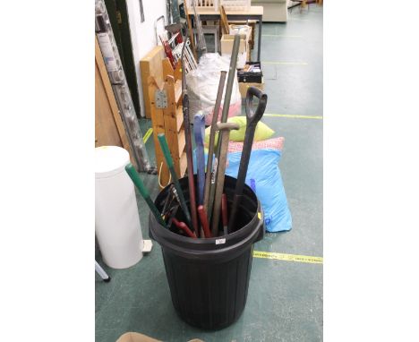 Collection of garden tools - spade, saws etc