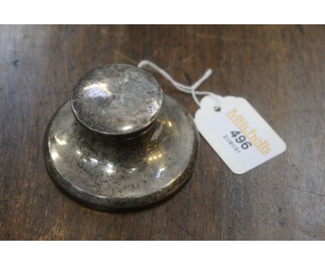 Small Birmingham silver Capstan inkwell with glass liner 7.5 cm diameter