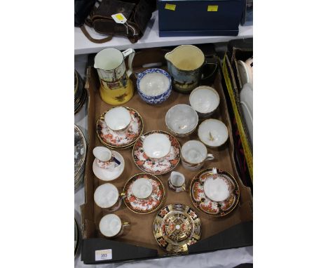 Box of cabinet cups and saucers, Royal Crown Derby etc