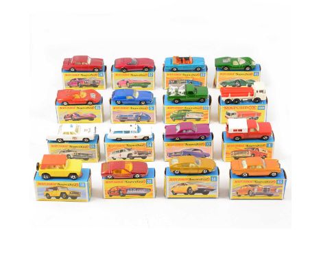 Matchbox Toys, sixteen Superfast and 1-75 series models including no.58 DAF girder truck; no.45 Ford Group 6; no.20 Lamborghi