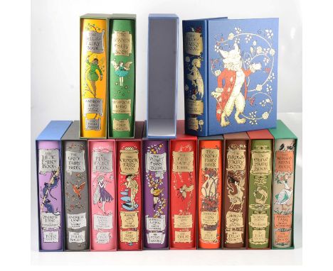 Andrew Lang, thirteen fairy books, Folio Society with slipcases, including The Red Fairy book; The Violet Fairy book; The Cri