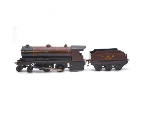 Bowman O gauge model railway live steam locomotive and tender, LMS 4-4-0, no.13000, maroon body.Condition report:The loco is 