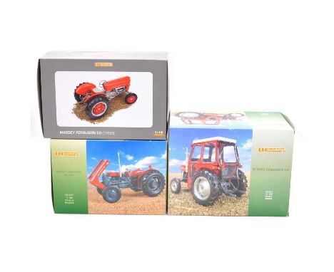 Universal Hobbies farm model tractors, three 1:16 scale including Massey Ferguson MF 35X; Massey Ferguson 50 (1959); Massey F
