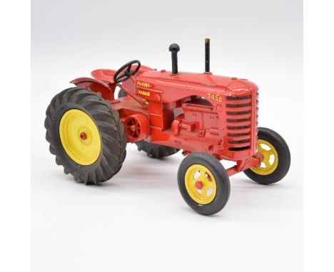 A Lesney Product large scale Massey Harris 745D tractor model, red body, black pipes and steering wheel (appears to be re-pai