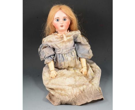 Lanternier &amp; Cie Limoges, France bisque head doll, fixed eyes, open mouth, composition body, length 57cm. Condition repor