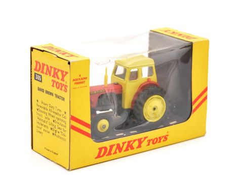 Dinky Toys die-cast model no.305 David Brown 990 Tractor, red body, with window box.