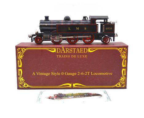 Darstaed O gauge model railway locomotive, LMS 2-6-2T, no.6939, black body, 3-rail, boxed with booklet.