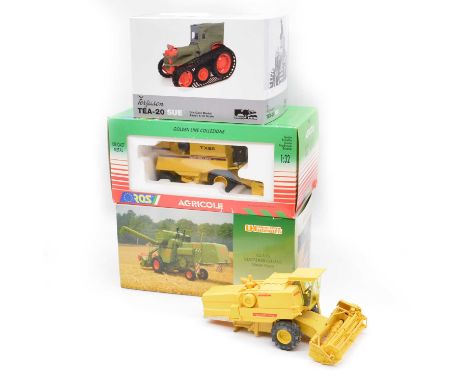 Farm models, four including Ros New Holland TX66 combine, 1:32 scale; Ferguson System TEA-20 Sue, 1:16 scale; Universal Hobbi